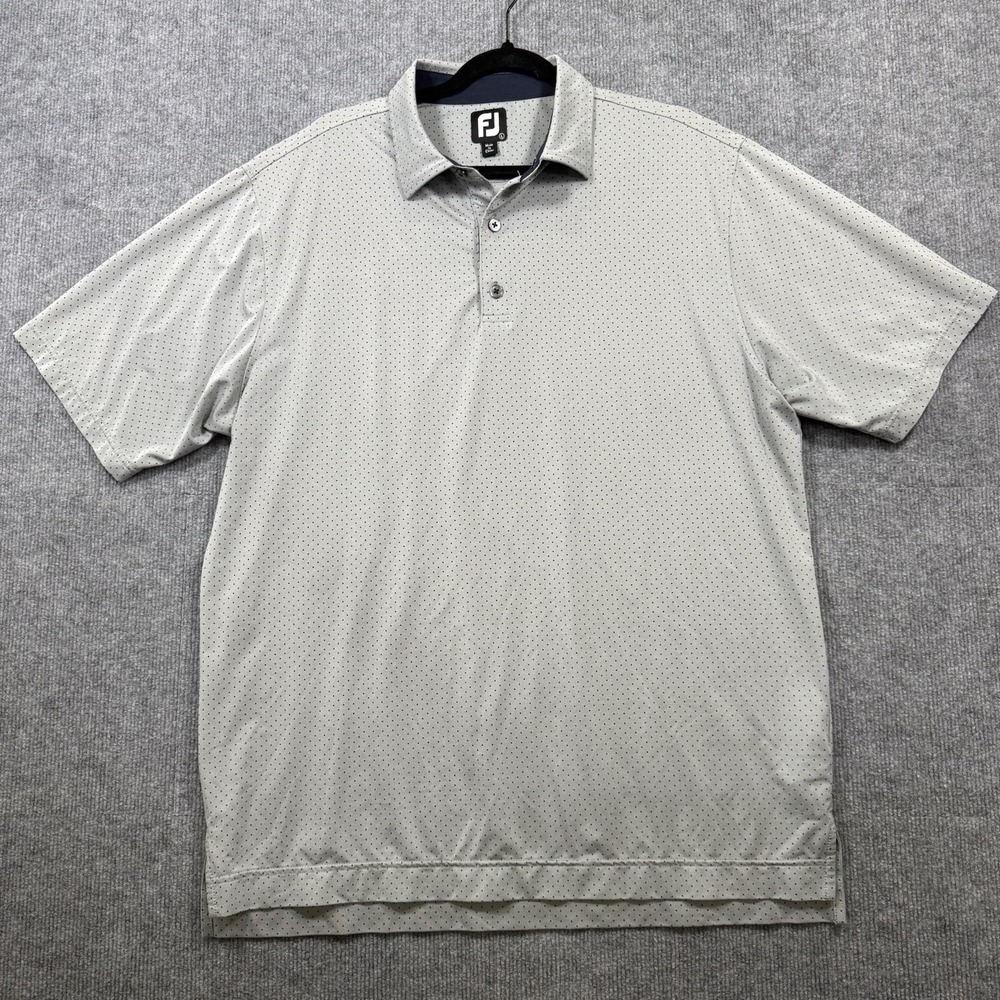FootJoy Golf Polo Shirt Mens Large Gray Dotted Performance Stretch Golf Casual - Picture 4 of 7